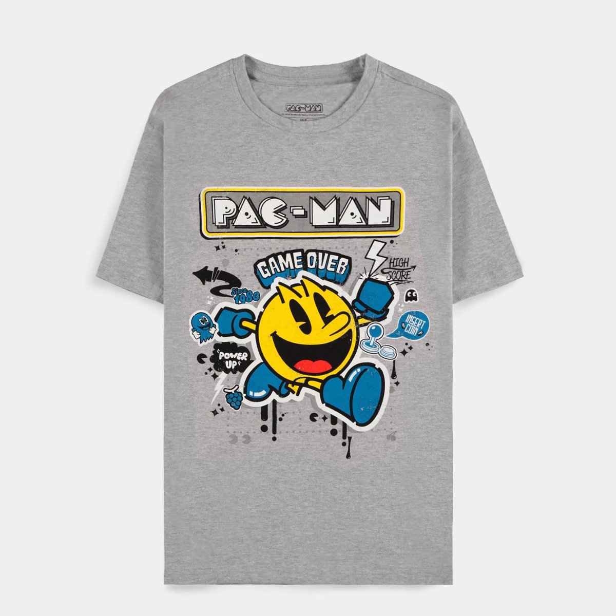 Maglietta Pac-Man – Uomo, Colore Nero, Taglia Small, Scollo Club, Cotone, Lavabile In Lavatrice