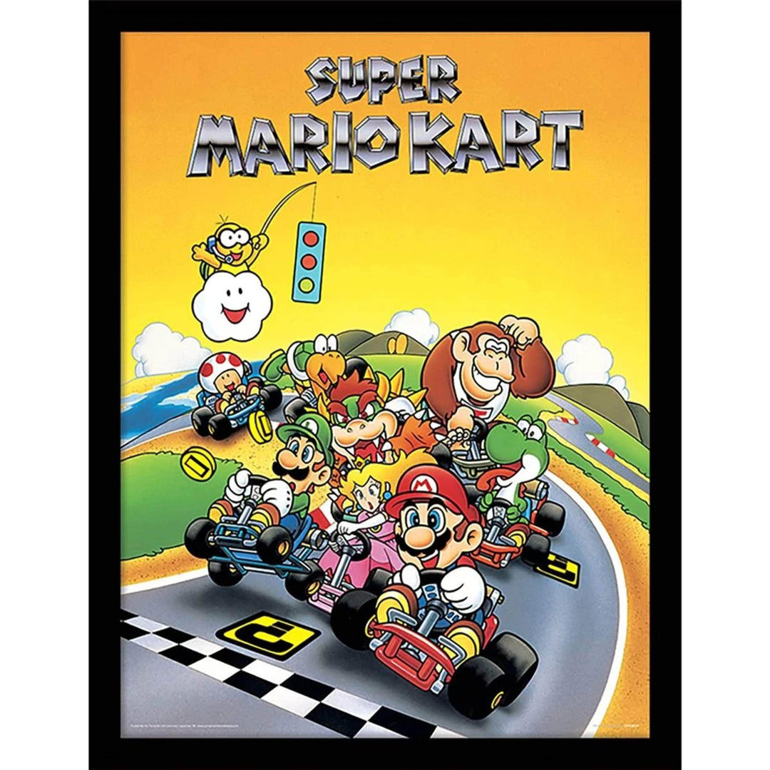 Super Mario Innrammet Bilde 30 x 40 cm Mario Kart Retro - Supernerds