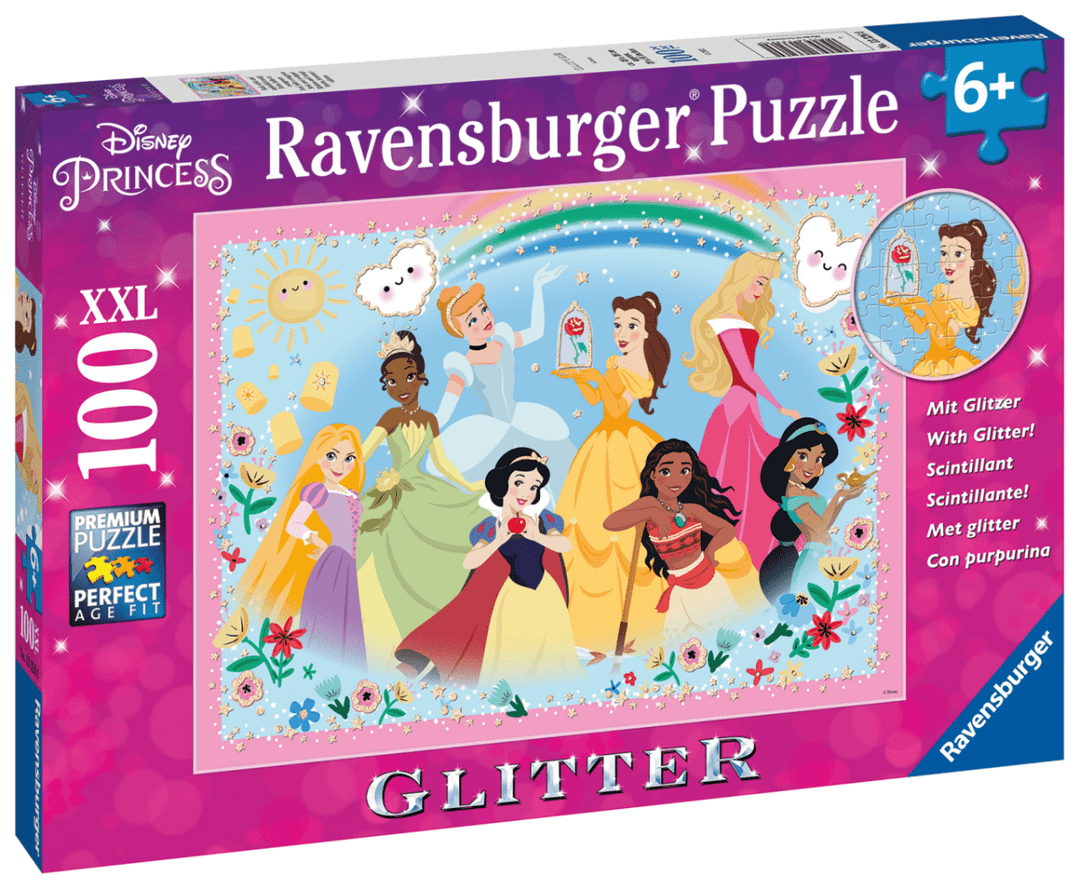 Disney Puslespill Prinsesser Med Glitter XXL 100 brikker - Supernerds