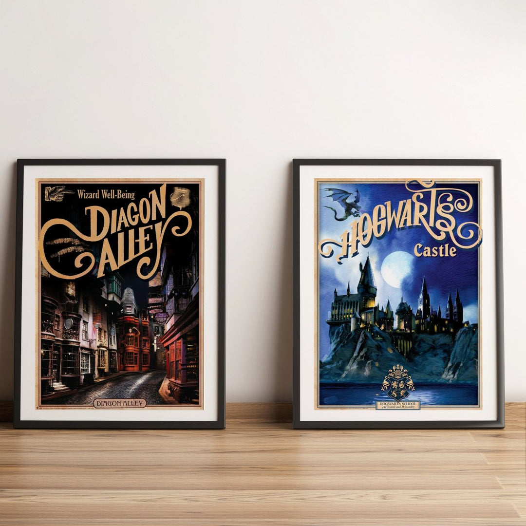 Harry Potter Plakat 52 x 38 cm Hogwarts & Diagon 2-pk - Supernerds