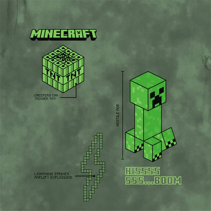 Minecraft T - skjorte Creeper Hissss Boom Tie Dye - Supernerds