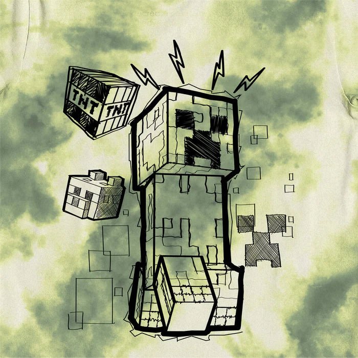 Minecraft T - skjorte Creeper Sketch Tie Dye - Supernerds