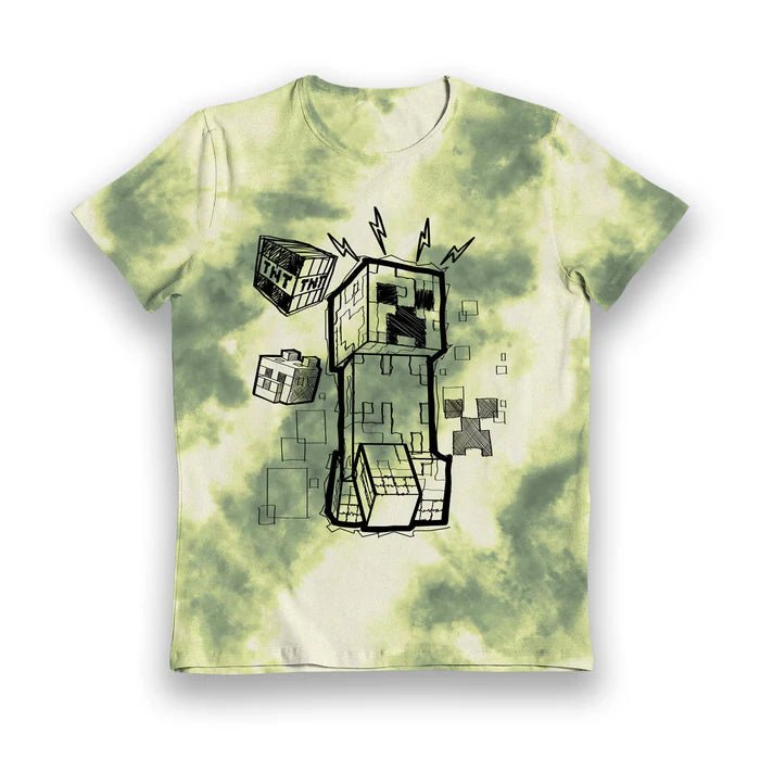 Minecraft T - skjorte Creeper Sketch Tie Dye - Supernerds