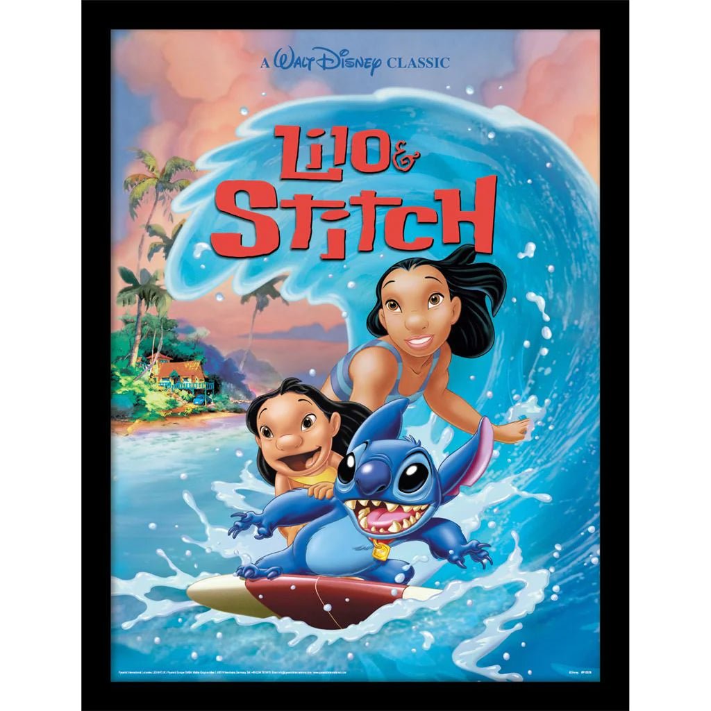Disney's Lilo and Stitch Innrammet Bilde 30 x 40 cm Surfer - Supernerds