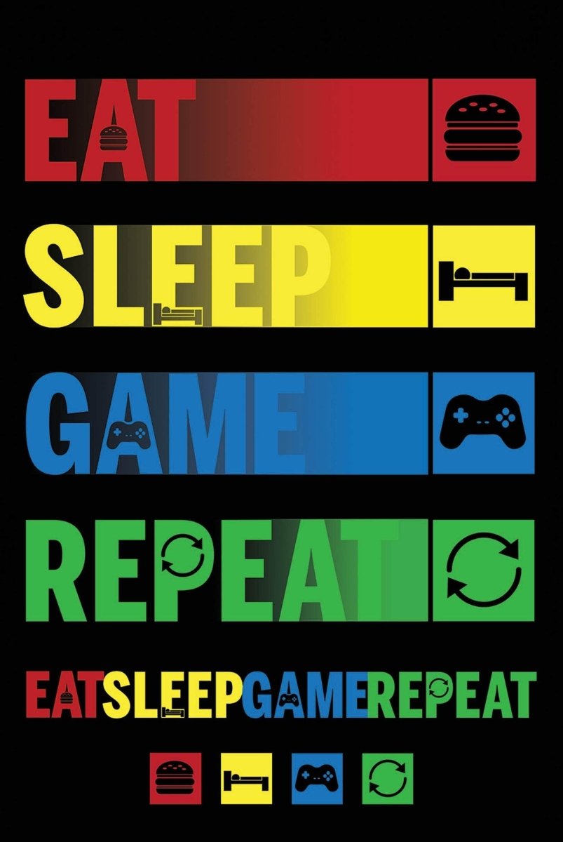 Eat Sleep Game Repeat Plakat - Supernerds