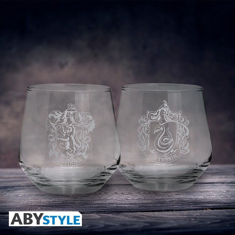 Harry Potter Glass 2-pk Slytherin & Gryffindor - Supernerds