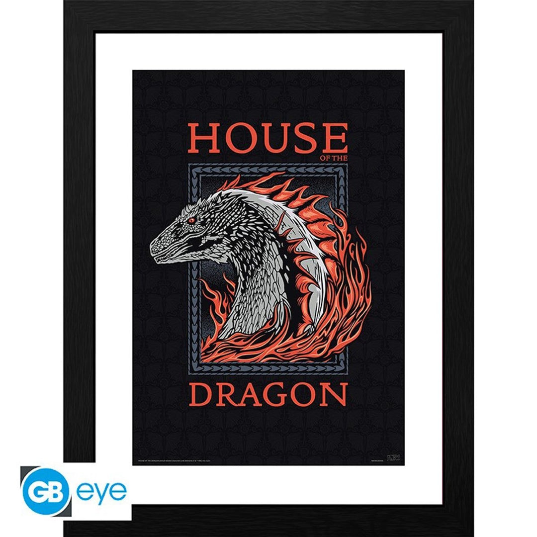 House of the Dragon Innrammet Bilde 30 x 40 cm Red Dragon - Supernerds