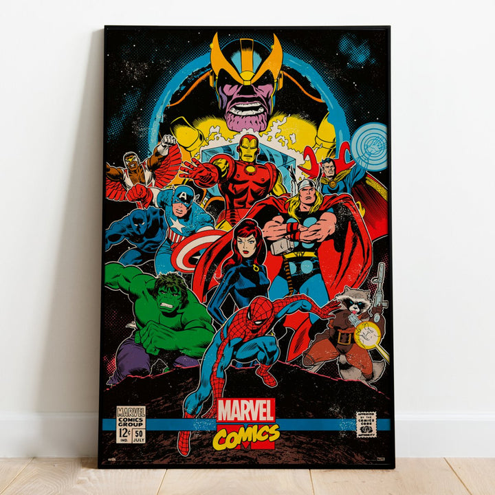 Marvel's The Avengers Infinity War Plakat Retro Comic - Supernerds