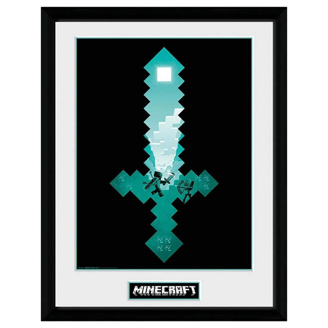 Minecraft Innrammet Bilde 30 x 40 cm Diamond Sword - Supernerds