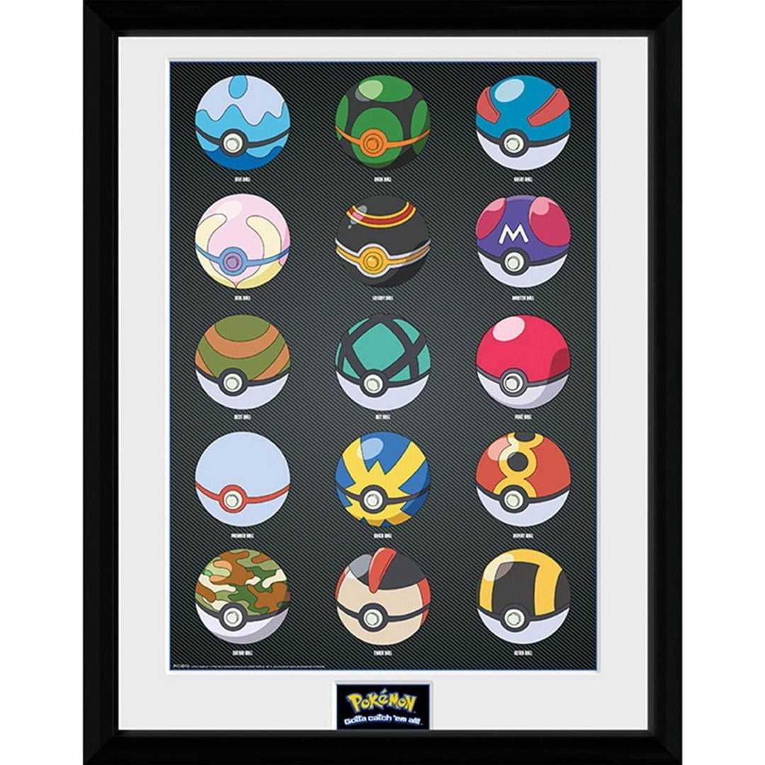 Pokemon Innrammet Bilde 30 x 40 cm Pokeballs - Supernerds