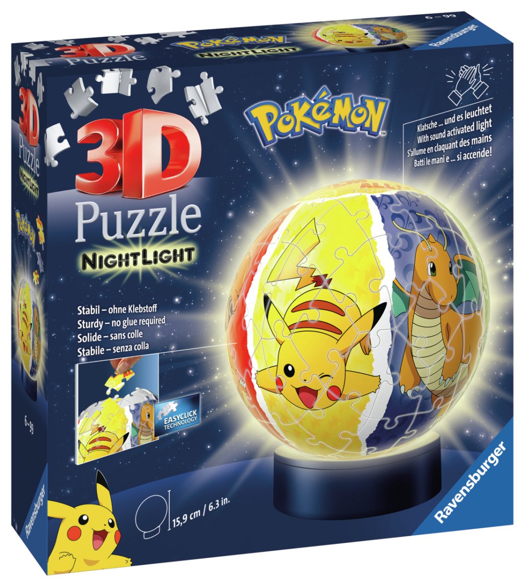 Pokemon Puslespill 3D m/nattlys 72 brikker - Supernerds