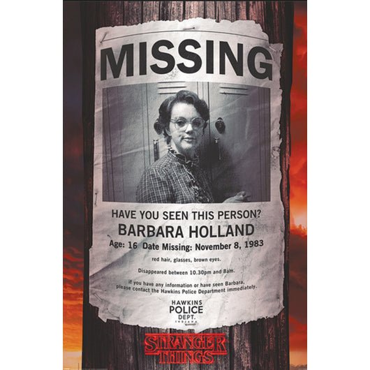 Stranger Things Plakat Missing Barb - Supernerds