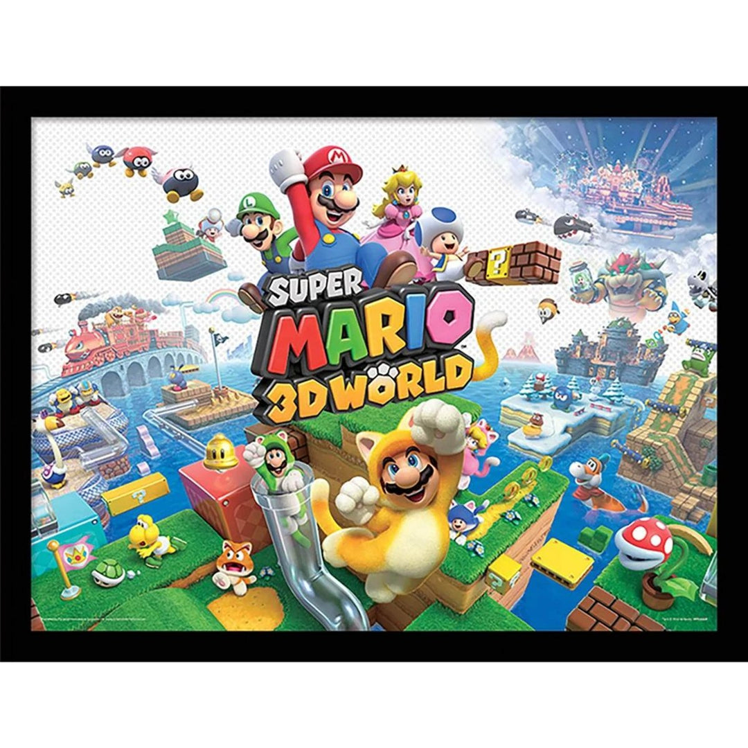 Super Mario Innrammet Bilde 30 x 40 cm 3D World - Supernerds