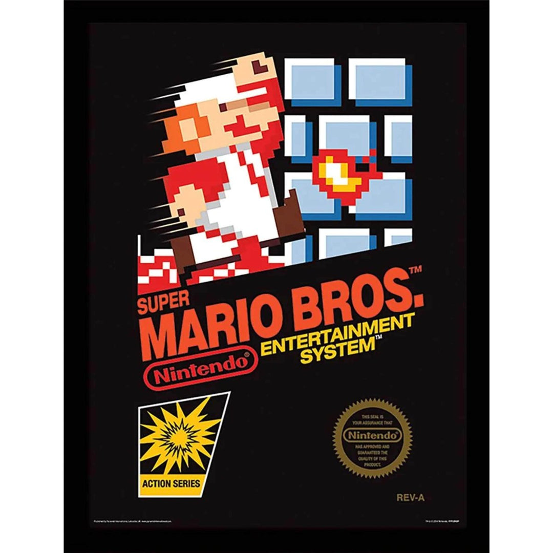 Super Mario Innrammet Bilde 30 x 40 cm NES Cover - Supernerds