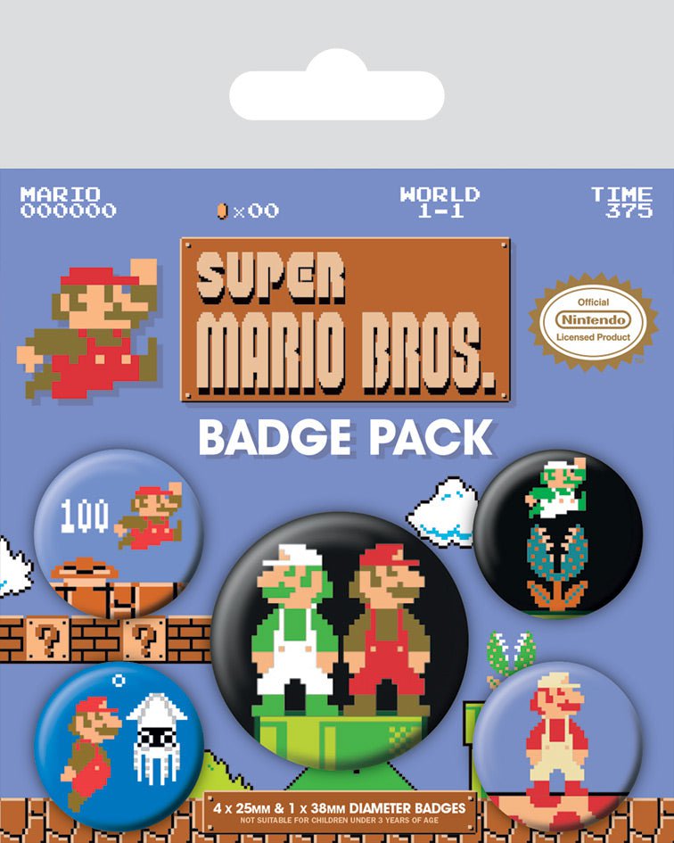 Super Mario Pins Retro Level 5-pk - Supernerds