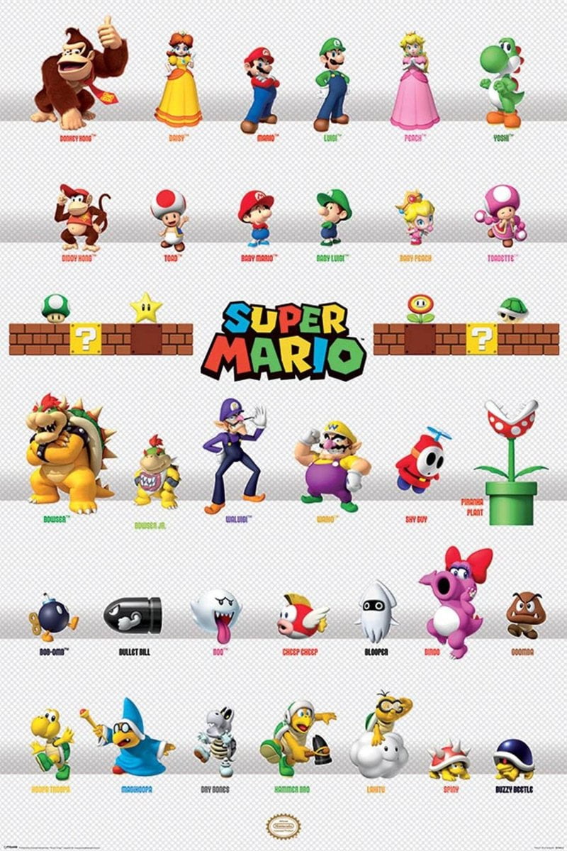 Super Mario Plakat Character Parade - Supernerds