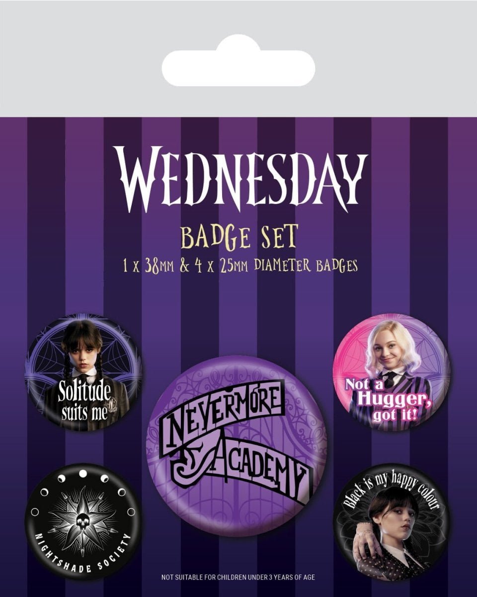 Wednesday Pins Nevermore 5-pk - Supernerds